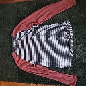 Medium blue and white striped long sleeve Old Navy shirt